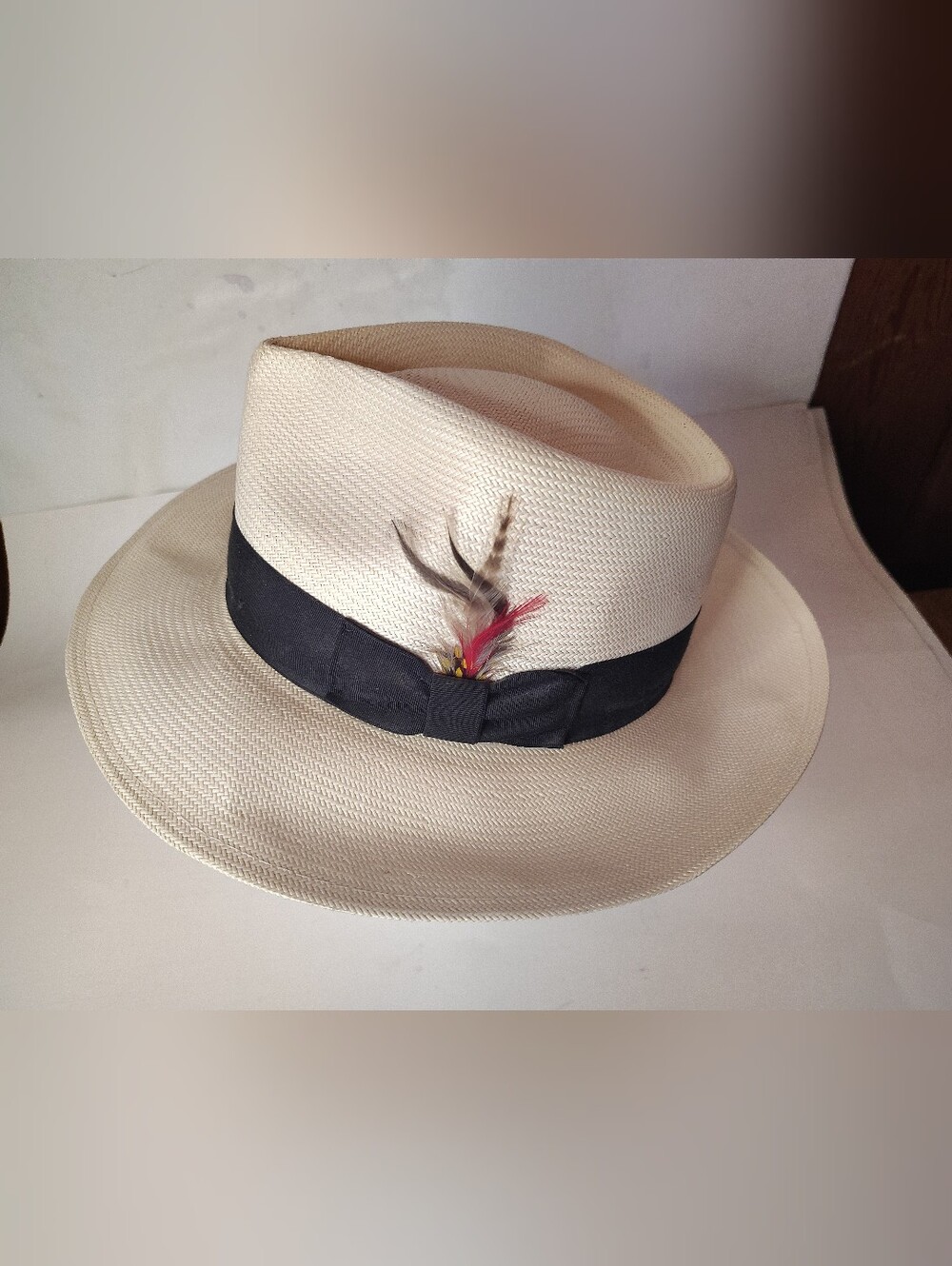 Stefeno Straw Fedora Medium 7- 7 1/8 Made In USA
